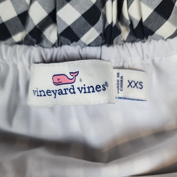 Vineyard Vines Off Shoulder Black White Gingham Mini Dress Size XXS - Picture 5 of 5